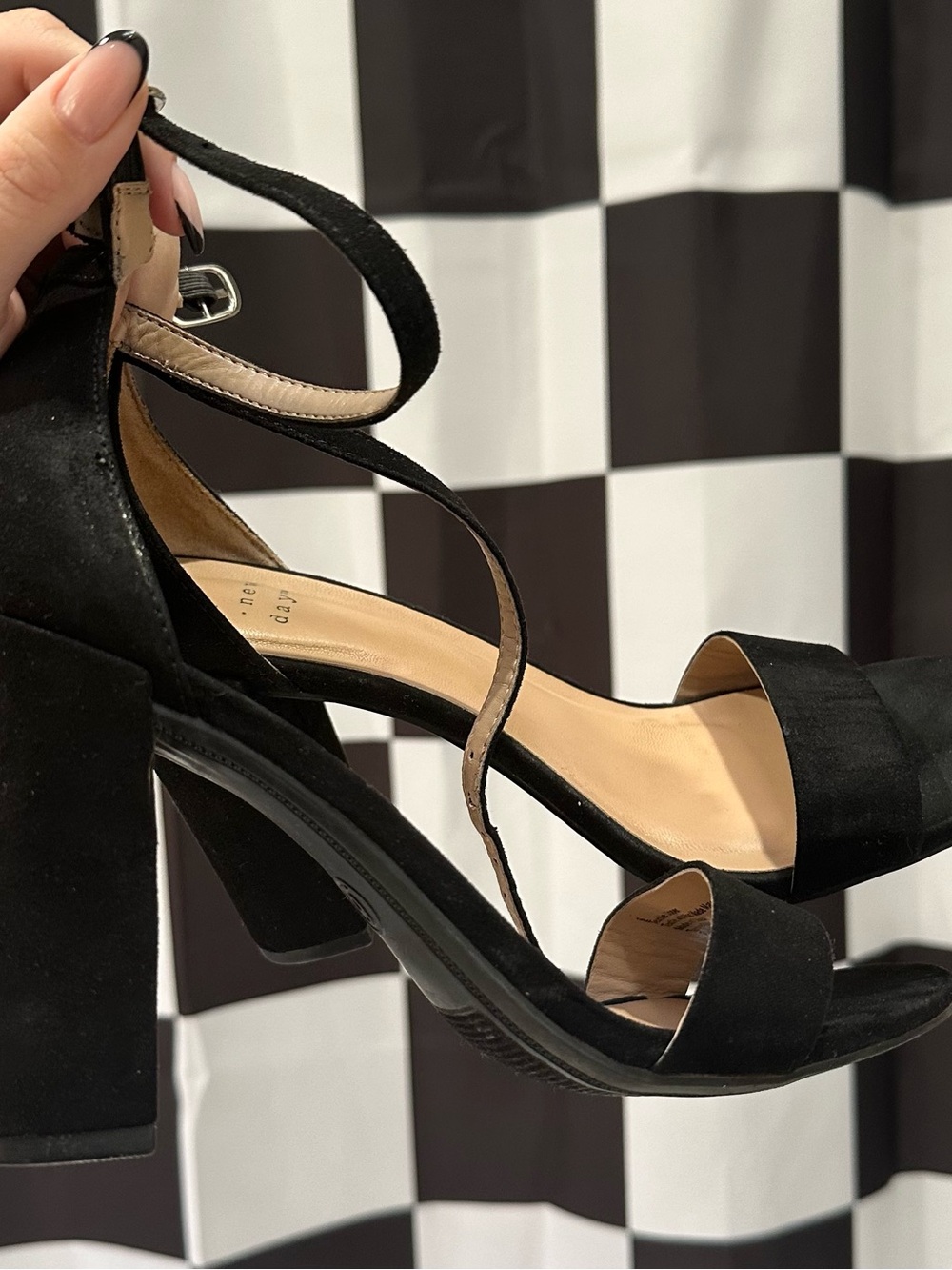 Classic Black Suede Block Heel Sandals - Women